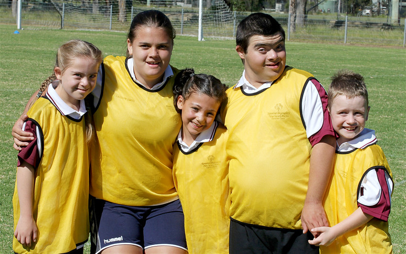 five children playing sport