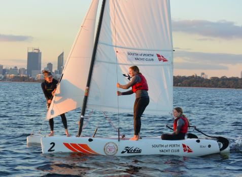 Secondary school students sailing