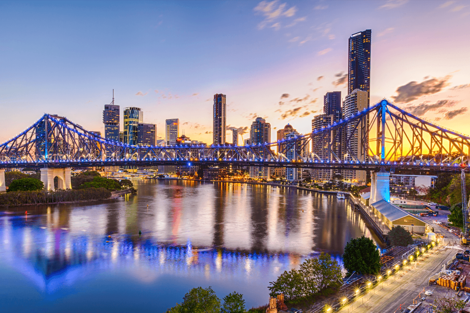 Brisbane's city skyline at dusk