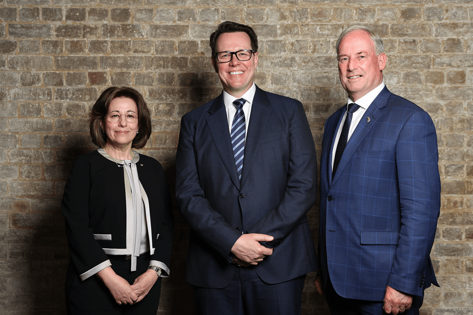 ASC Chair Josephine Sukkar, incoming CEO Kieren Perkins and Minister for Sport Richard Colbeck at today's announcement.