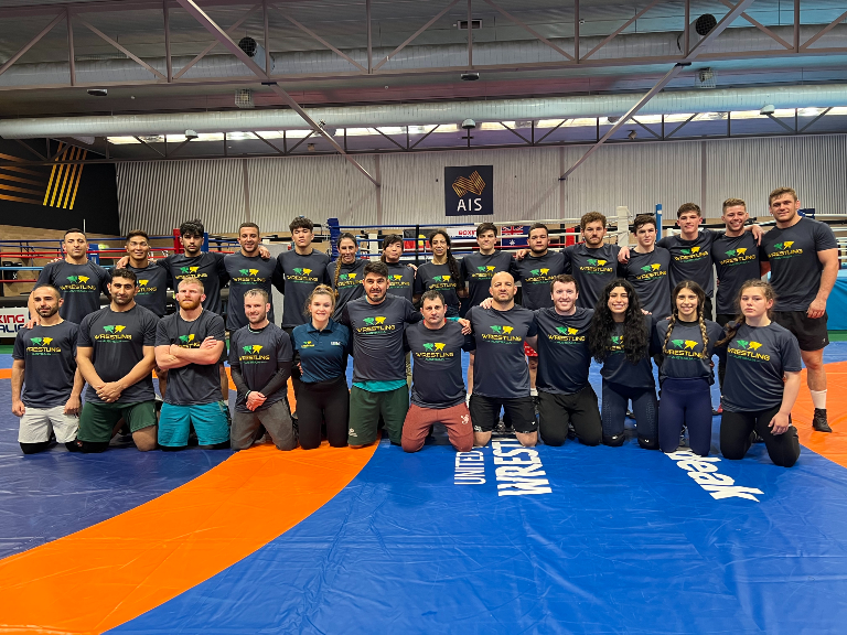 Australian Wrestling Squad posing for group photo