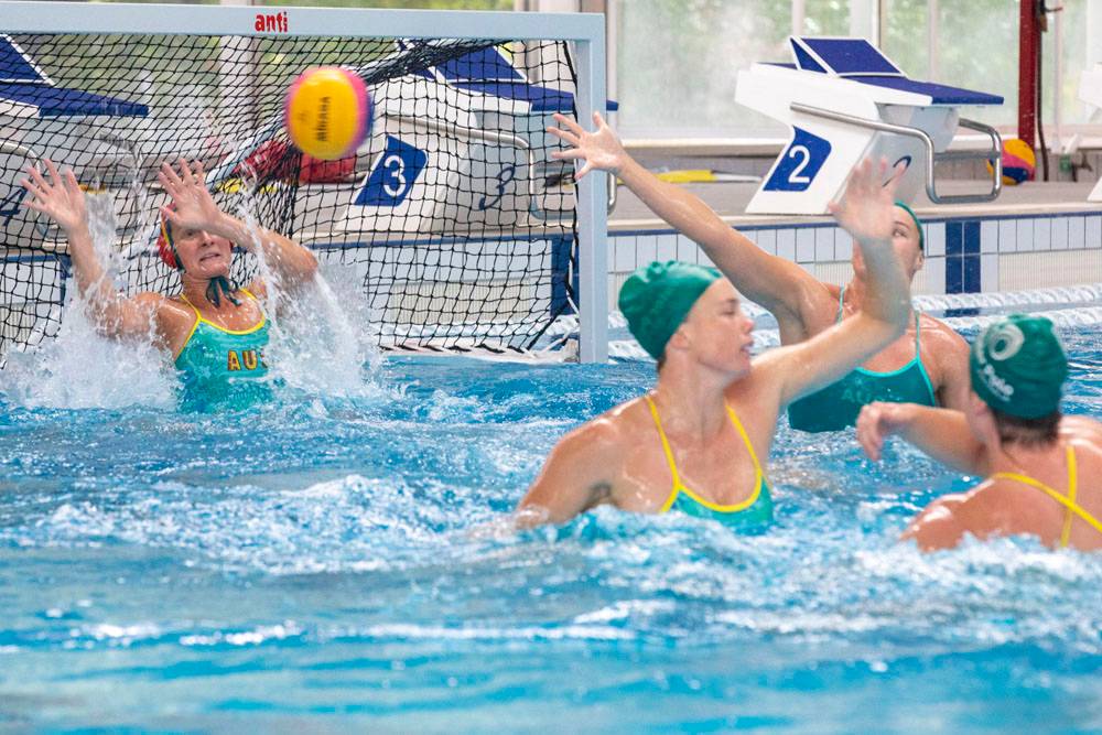 The Aussie Stingers Water Polo team trains at the AIS