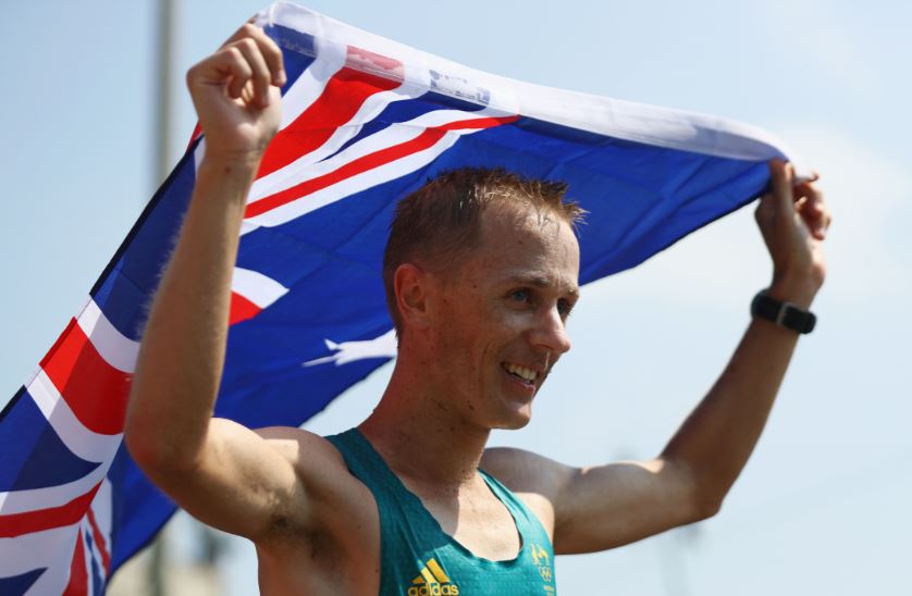 Tallent with Australian flag